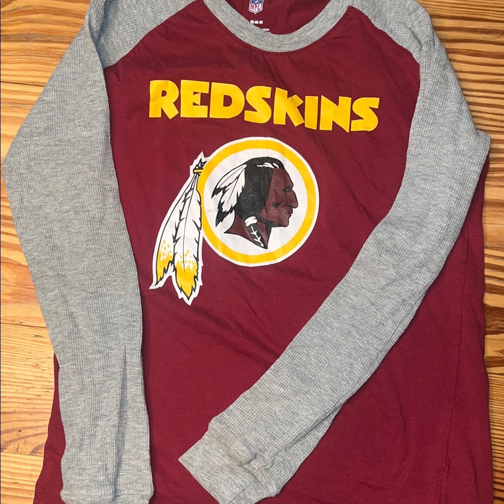 NFL Redskins Burgundy and Gray Long Sleeve Tee